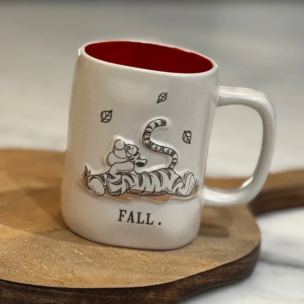 Rae Dunn Disney “Fall” Tigger Large Coffee Mug Cream With Orange Interior